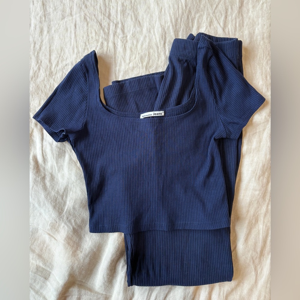 Reformation Navy Ribbed Set - Picture 2 of 9